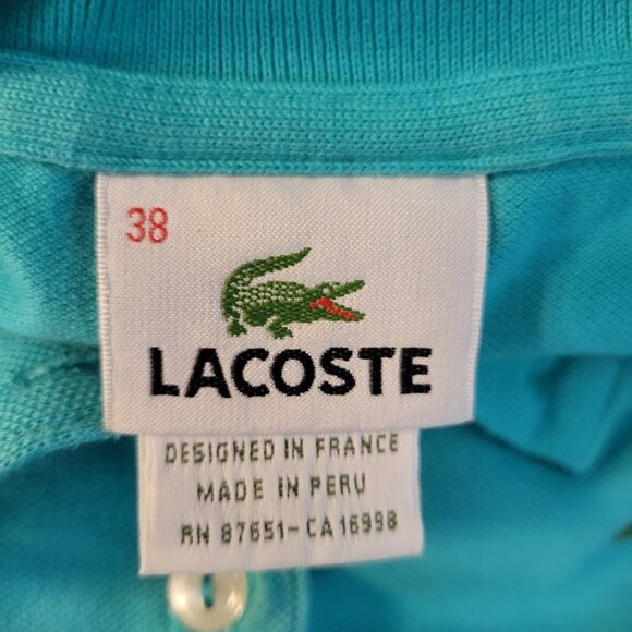 Lacoste Turquoise Stretch Polo Shirt Women’s Size 38 (U.S. 6–8) - Picture 2 of 5